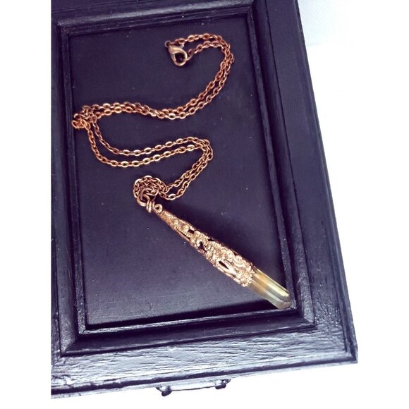 Copper Filigree red quartz crystal necklace handmade copper electroplated - Picture 5 of 12